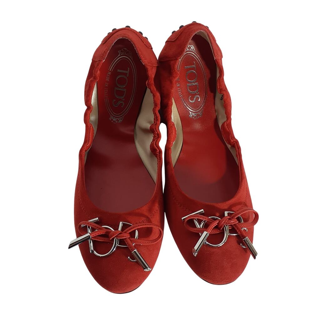 Tod's Embellished Red Ballet Shoes Size EU 36 / US 6 - Picture 4 of 6